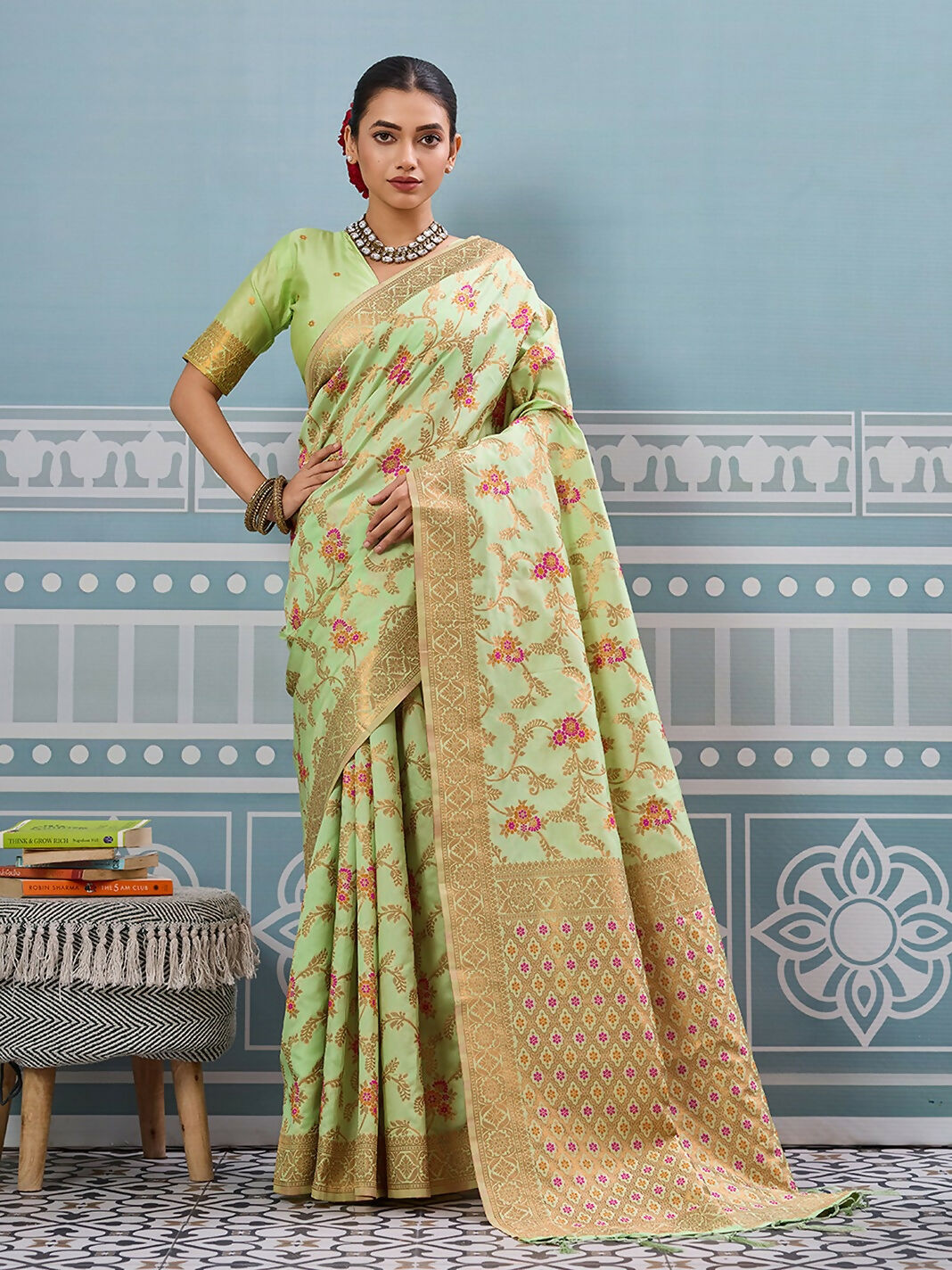 Shree Shyam Fashion Sea Green Silk Saree