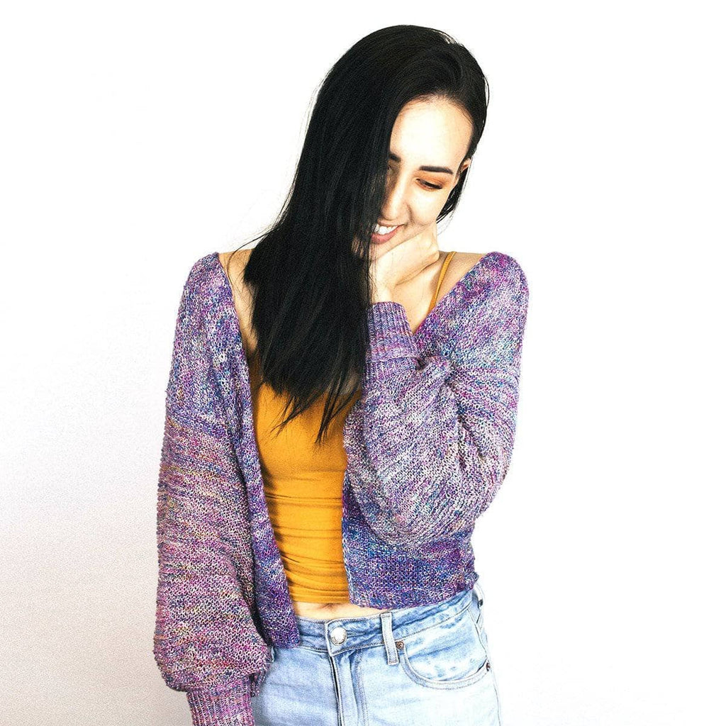 Zephyr Tides Cropped Knit Cardigan - Relaxed V-Neck Bohemian Style