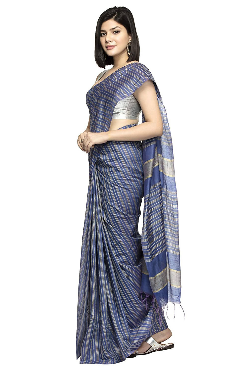 Royal Blue Bhagalpuri Saree with Blouse Piece for Casual Parties
