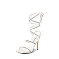 DREAM PAIRS High Heels Stilletos Heels for Women Strappy Gladiator Sexy Square Toe Heels Open Toe Heels Dressy Pumps Sandals 8 White
