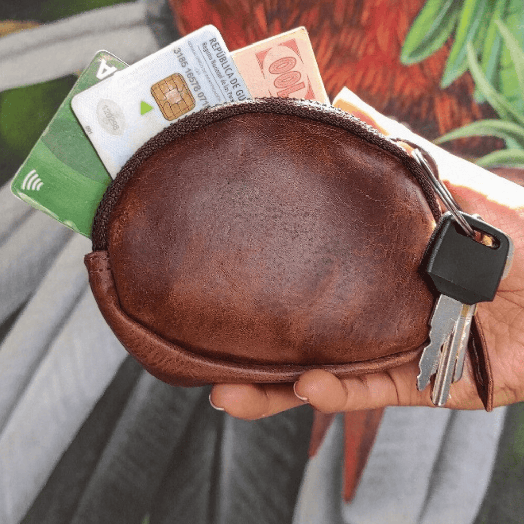Handmade Leather Coin Purse - Compact & Durable Zipper Pouch