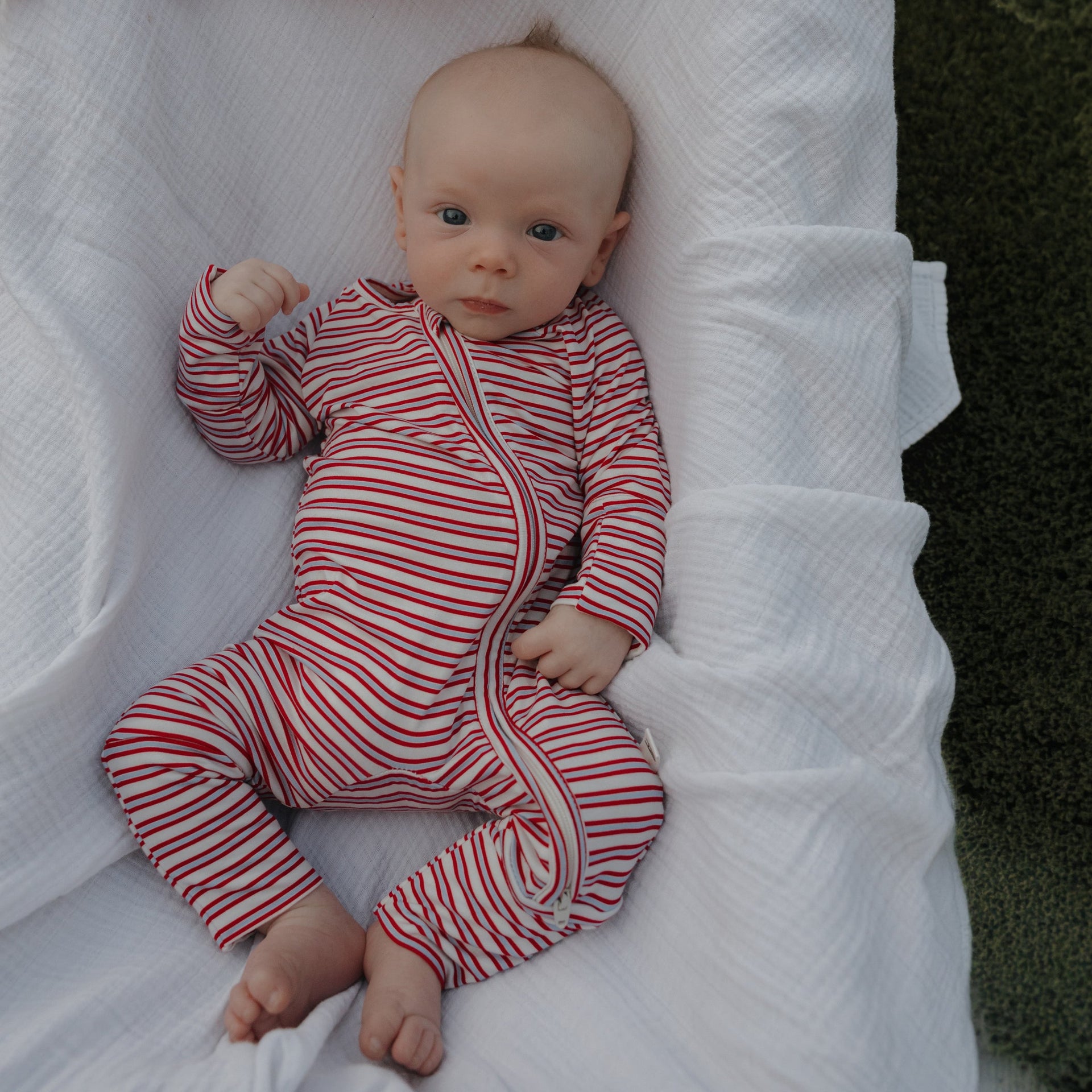 Bamboo Zip Pajamas | Heritage Stripe