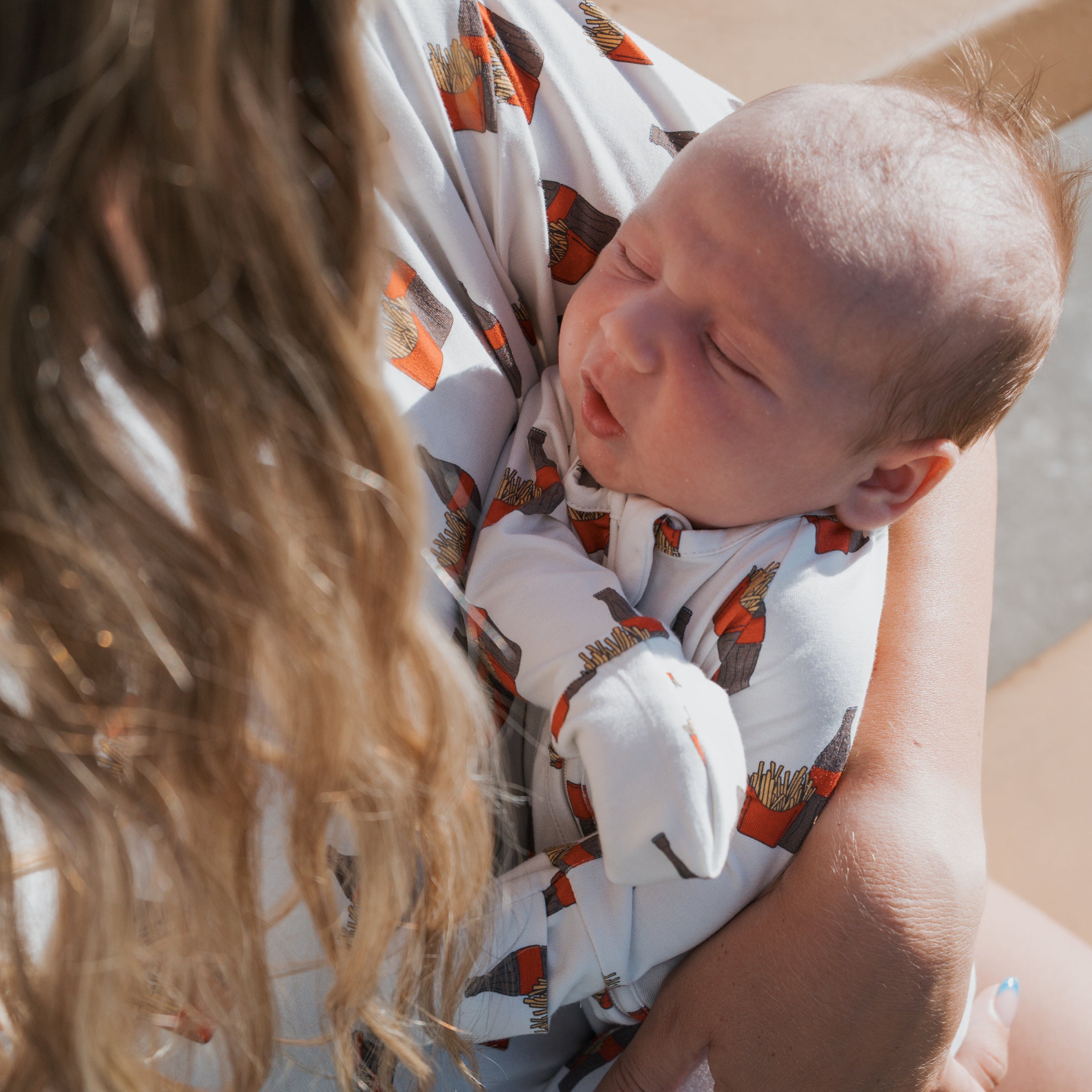 Unisex Bamboo Zip Pajamas in White and Red