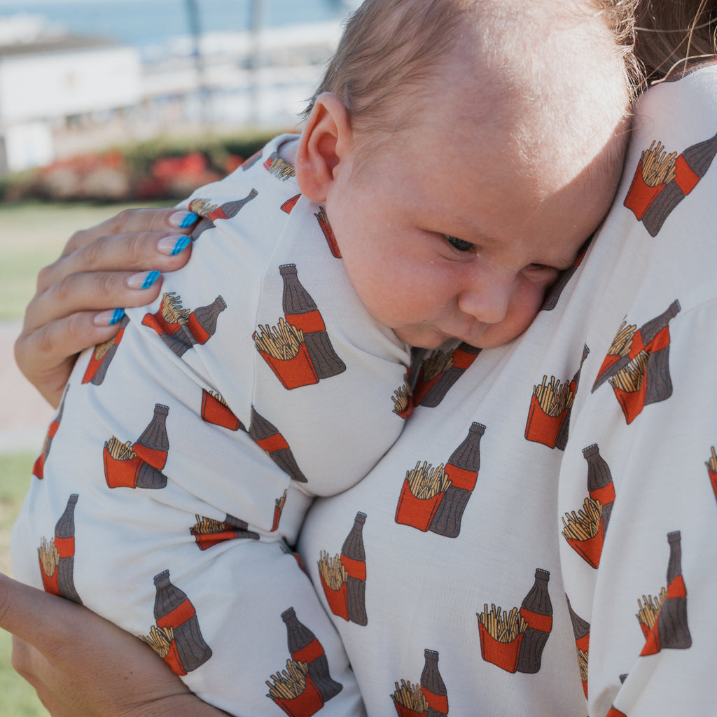 Unisex Bamboo Zip Pajamas in White and Red