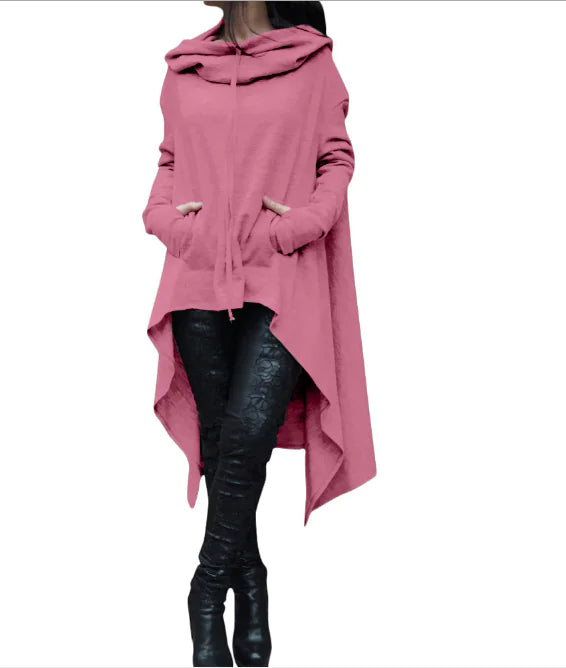 Solid Color Long Hooded Sweatshirt