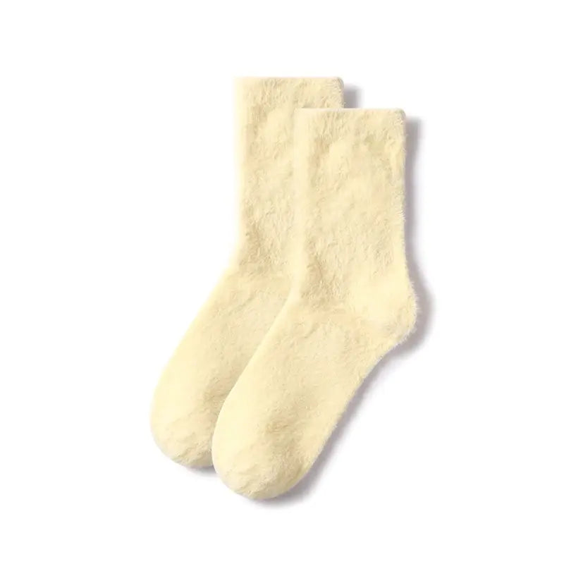 Mink Fur Thick Fleece-lined Mid-calf Length Socks