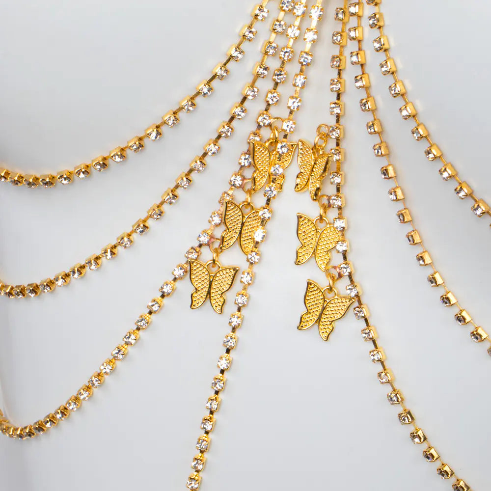 Luxury Rhinestone Geometric Butterfly Body Chain