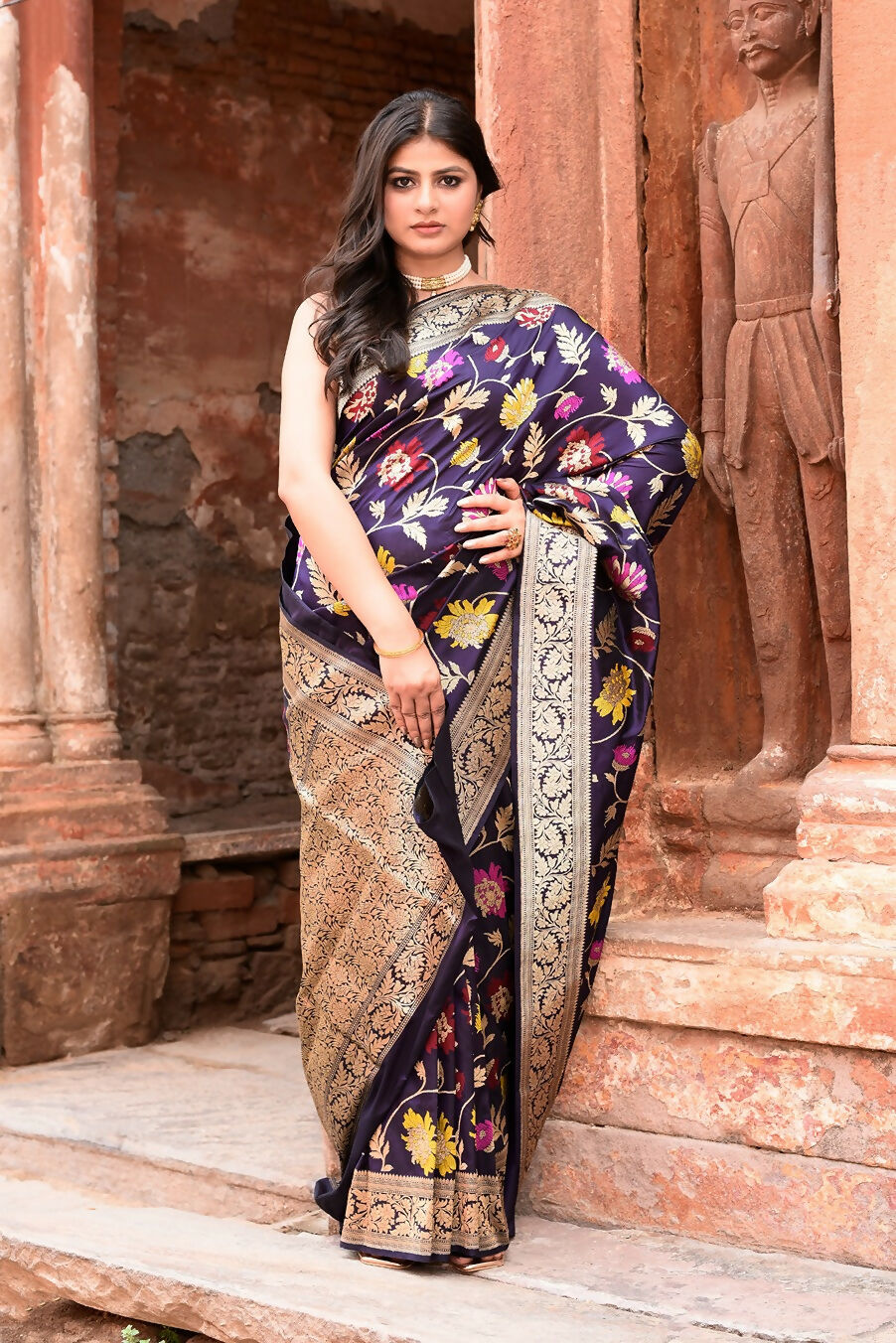 Plum Purple Pure Katan Handloom Banarasi Silk Saree