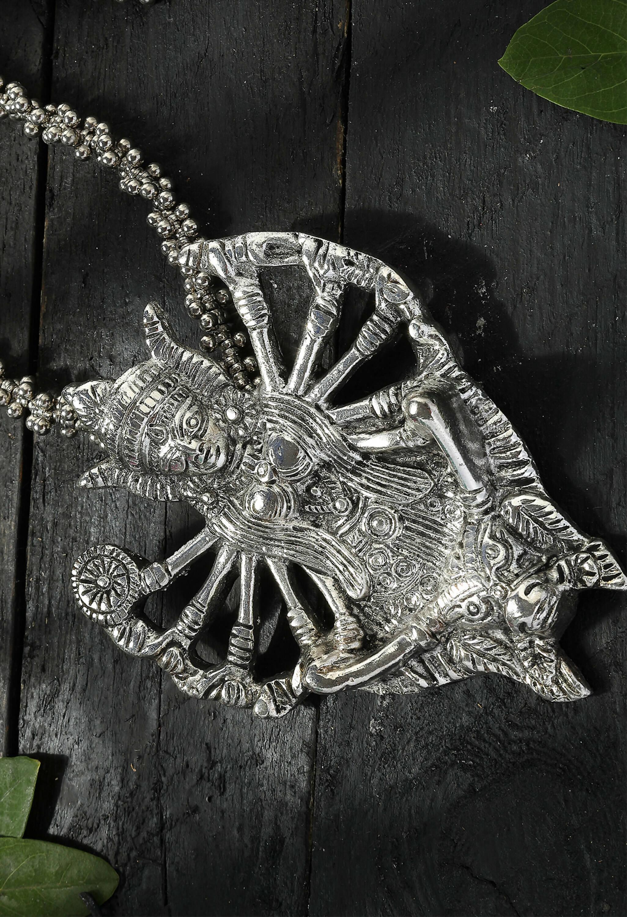 Kaali Mata Oxidised Silver-Plated Long Necklace Combo Set