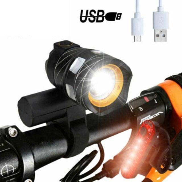 Zoomable LED Bicycle Headlight and Taillight Combo Set