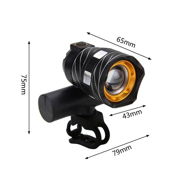 Zoomable LED Bicycle Headlight and Taillight Combo Set