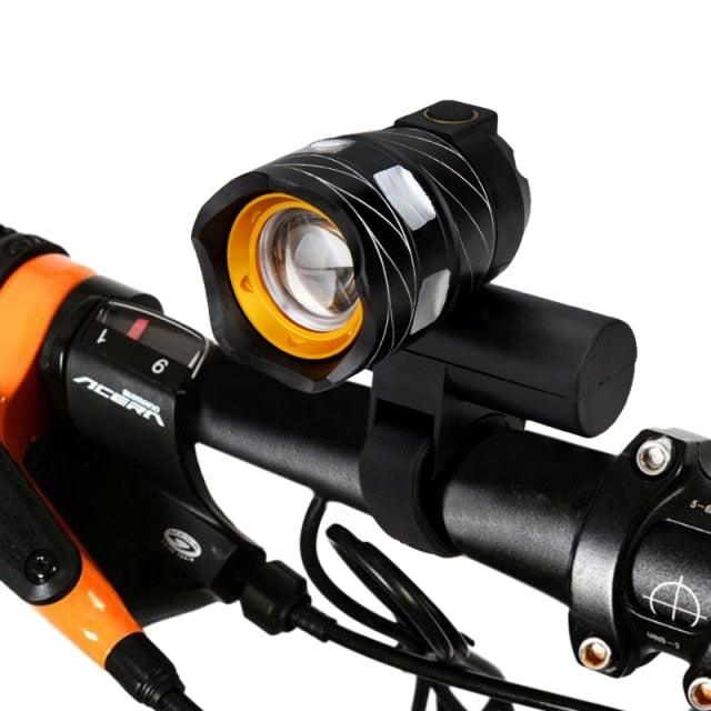 Zoomable LED Bicycle Headlight and Taillight Combo Set