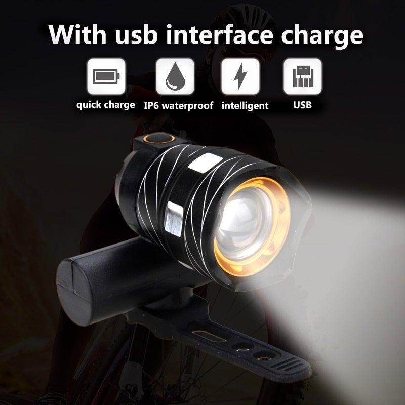 Zoomable LED Bicycle Headlight and Taillight Combo Set