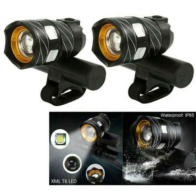 Zoomable LED Bicycle Headlight and Taillight Combo Set