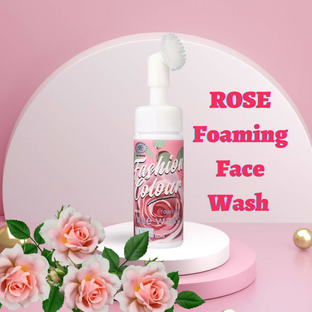 Rose Foaming Face Wash with Built-In Deep Cleansing Brush