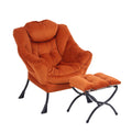 LITA Lazy Chair with Ottoman Modern Lounge Accent Chair with Armrests and a Side Pocket Leisure Upholstered Sofa Chair Set Reading Chair with Footrest for Small Space Corner ChairOrange