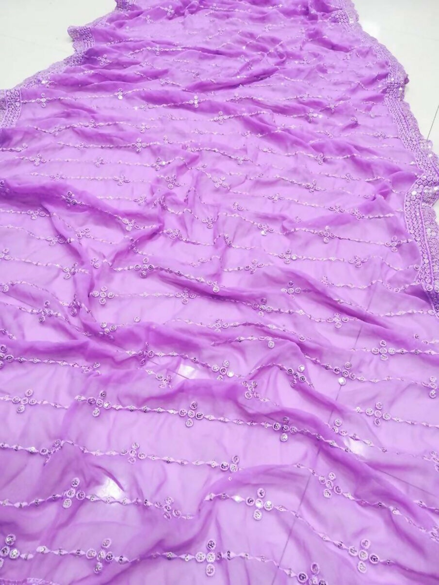 Lavender Faux Georgette Lehenga Choli with Sequin Embroidery