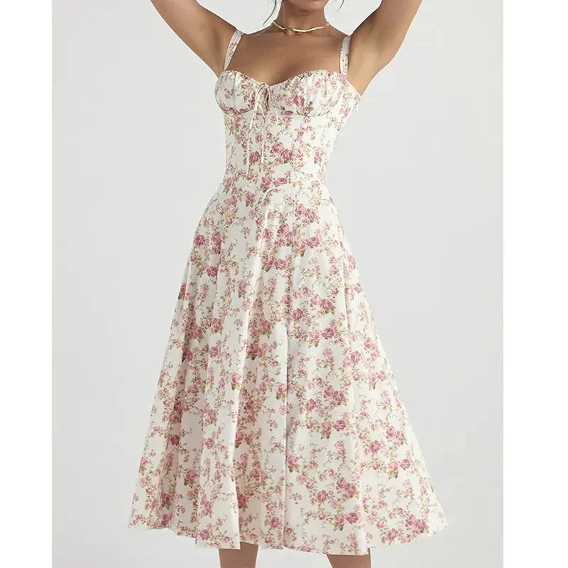 Elegant Floral Sleeveless Maxi Dress