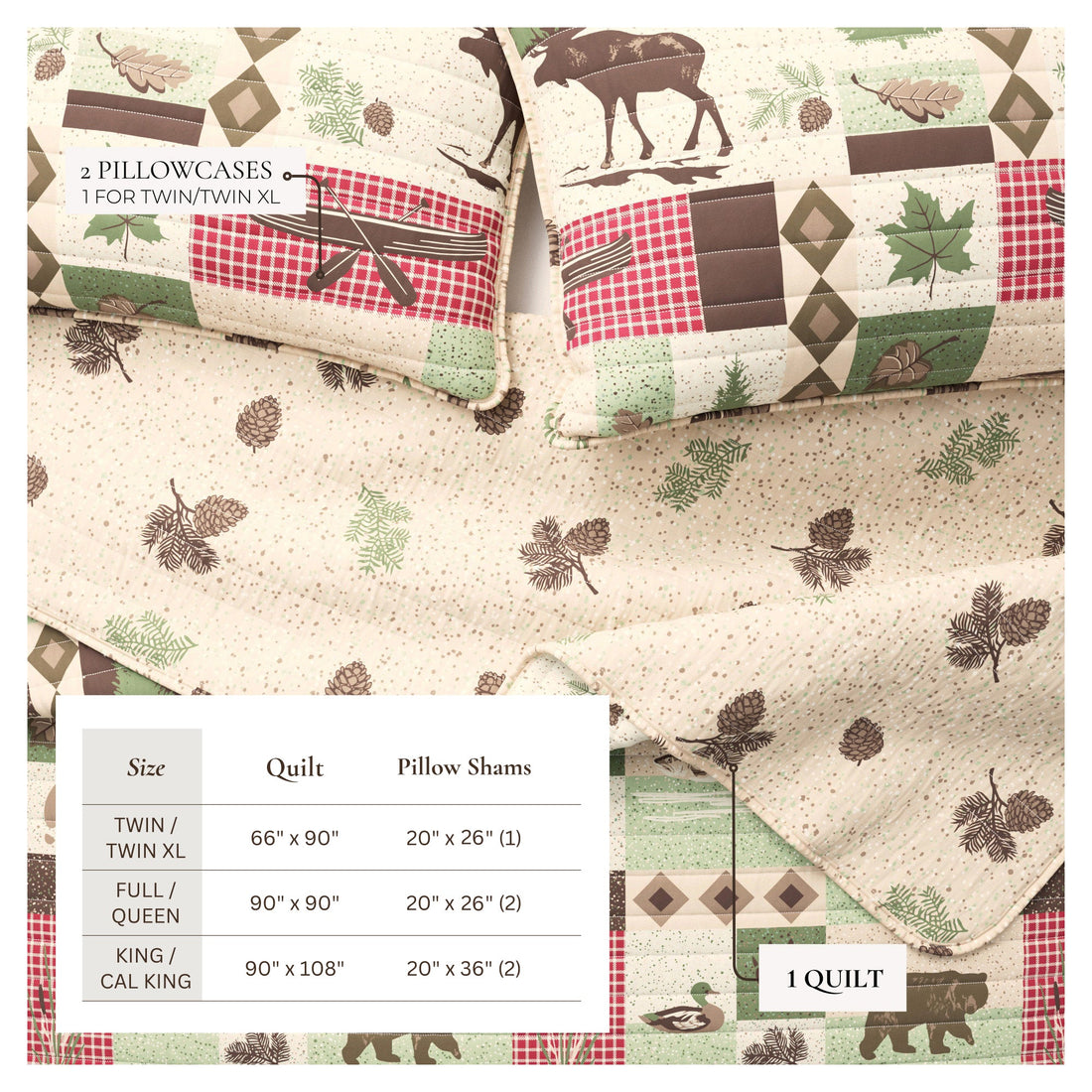 Wilder Collection 3 Piece Lodge Quilt Set Rustic Bedding