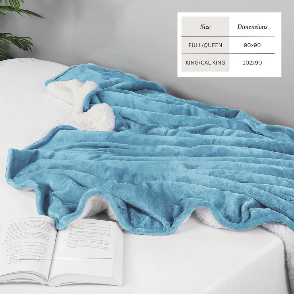 White Velvet Plush Sherpa Reversible Bed Blanket Ultra Soft - Image 23