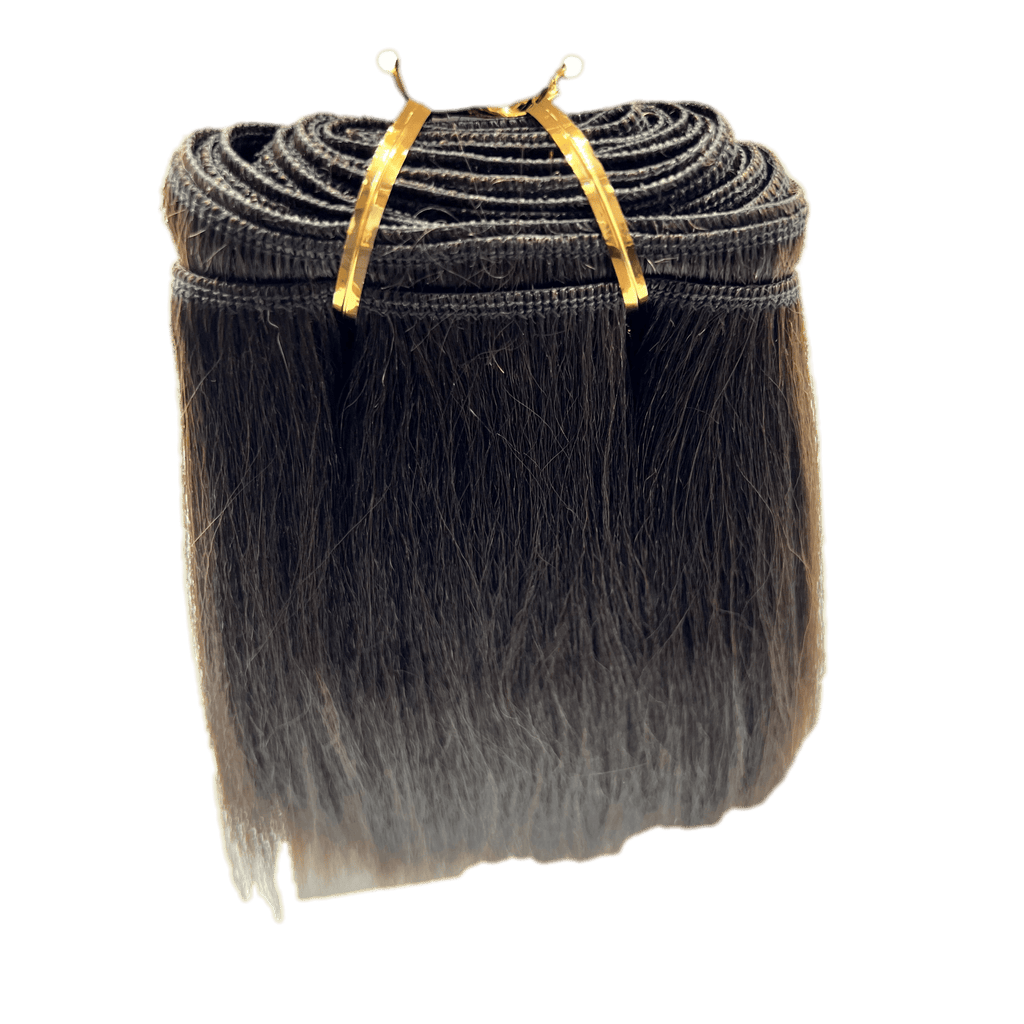 Micro Yaky Perm Straight Human Hair Extensions in Light Brown