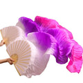 LZCSXON 1 Pair(Left+Right) Belly Dance Fan Artificial Silk Bamboo FansColorful Dancing Fabric FansLong Folding Belly Dance Fans for DancingLength 180cm Width 90cm. (White Gradient Pink)